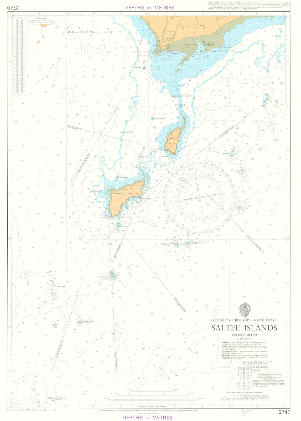 Ireland South Coast - Saltee Islands. Admiralty chart #2740. 1976 (1983) map
